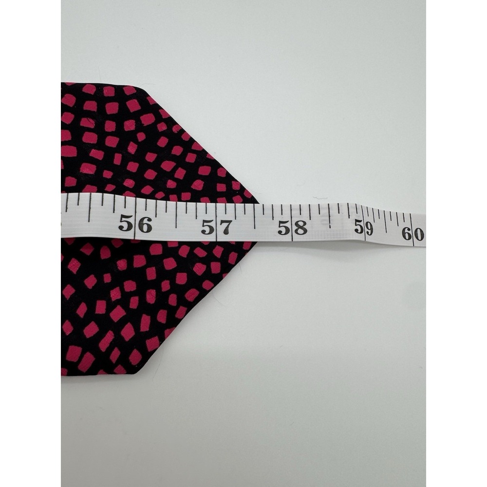 Handmade Lesja Cravate Tie Black Pink Geometric Dot Pattern Silk‎ Necktie Mens - Picture 7 of 7